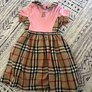 Burberry Pink and Tan Plaid Kids Dress